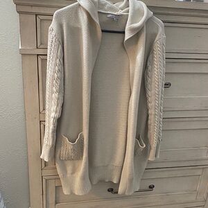 Tempo Paris Cream Hooded Cardigan